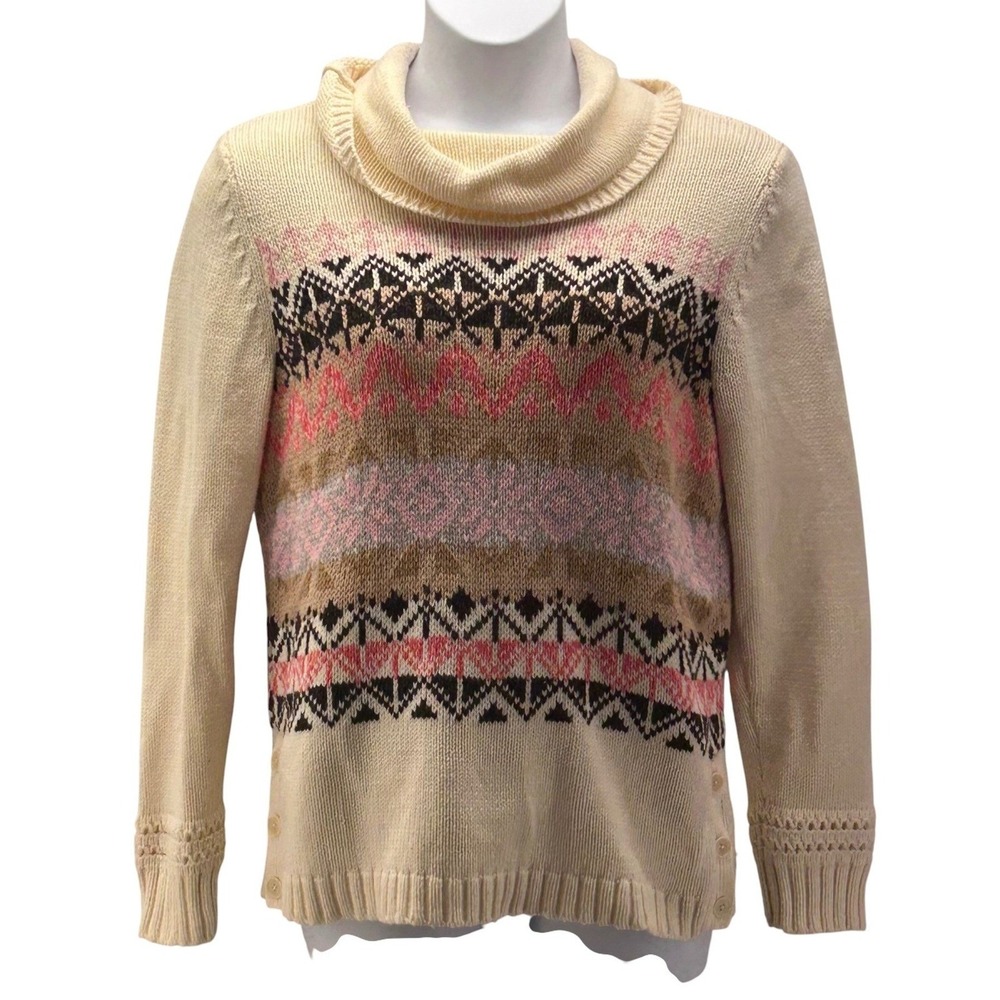 Talbots Cowl Turtleneck Sweater Cream‎ Large